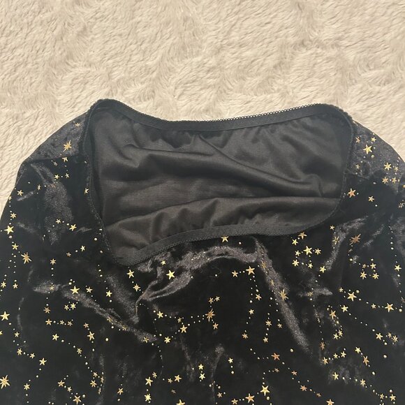Velour Gold Star Celestial Constellation Mini Skirt - S/M (Juniors Large) - Picture 2 of 6